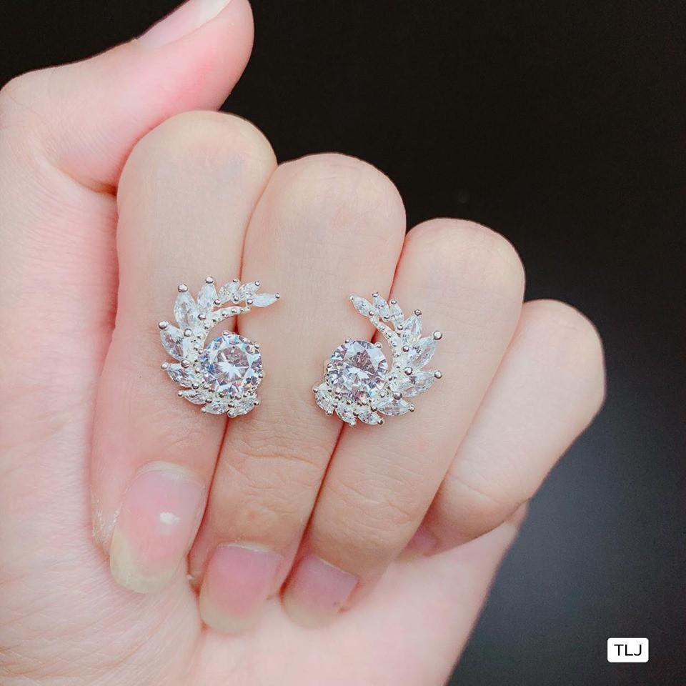 Bông tai bạc hoa hồng sang trọng chất liệu bằng bạc xi kim SA001