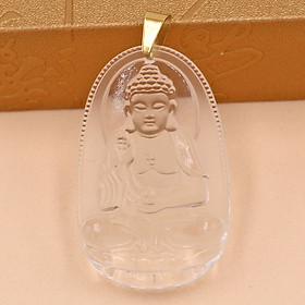 [Tuổi Tuất, Hợi] Mặt Dây Chuyền Phật A Di Đà Đá Pha Lê Trắng Size Nhỏ 3.6cm & Size Lớn 5cm- Tặng Kèm Móc Inox - Phong Thủy 868 - May Mắn - Bình An