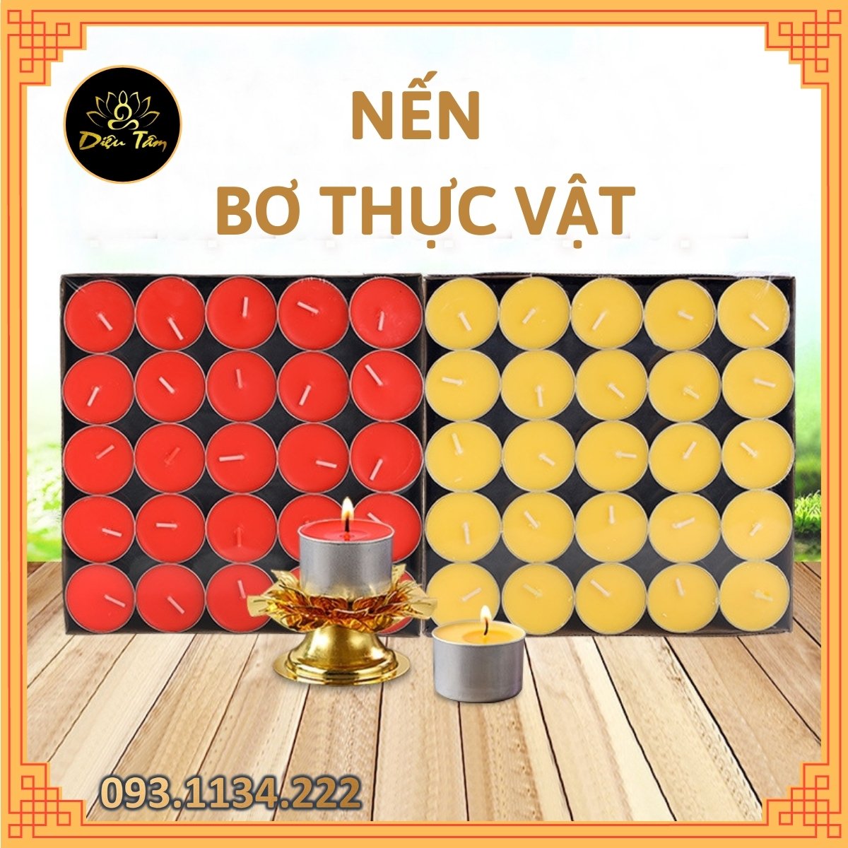 Nến bơ thực vật 100 viên cháy 1h, 2h,3h,4,8h nến cao cấp tealight cúng phật, đồ thờ cúng