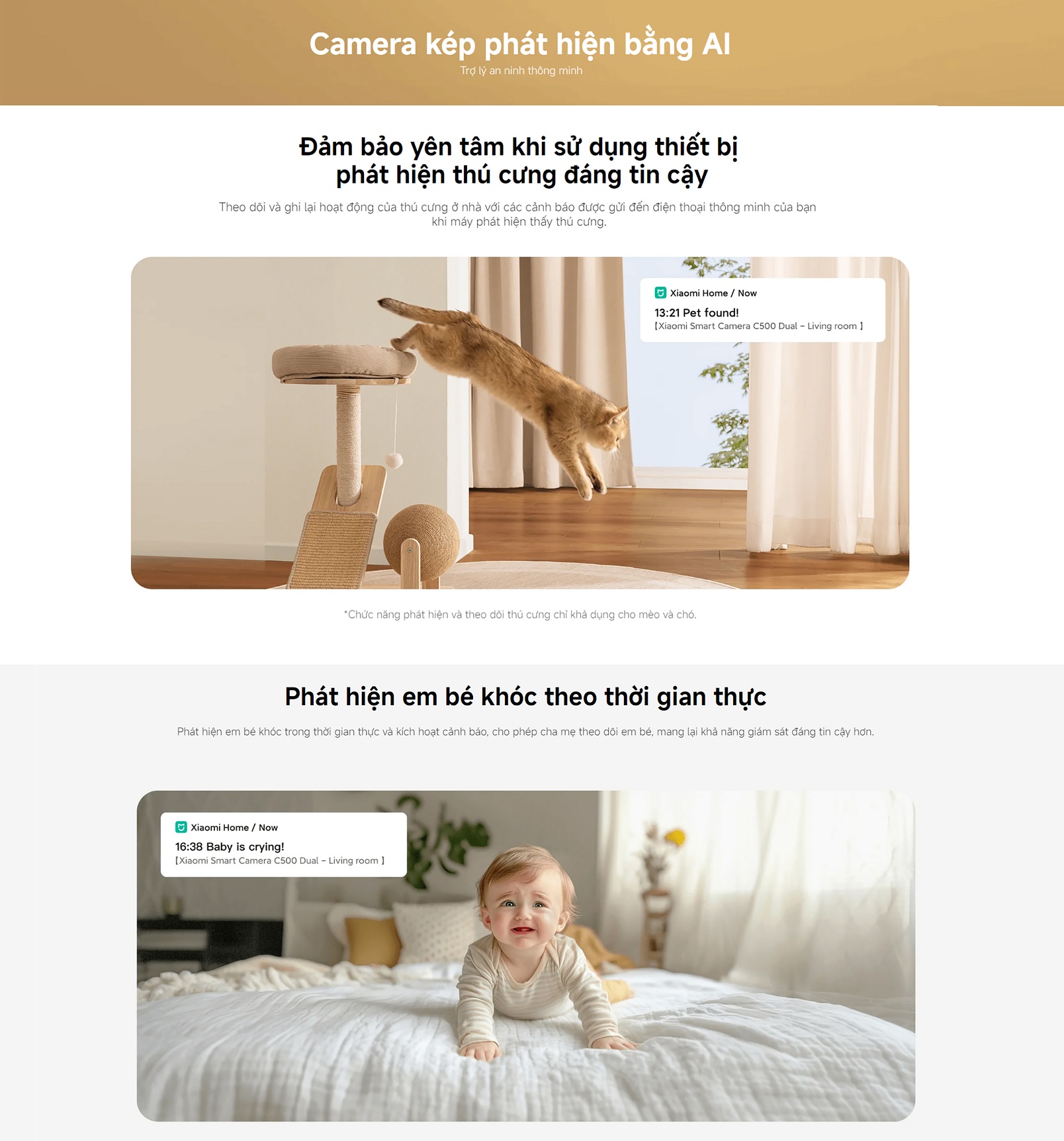 Camera Kép Xiaomi Smart Camera C500 Dual EU - Nhận Diện Thú Cưng - Phát Hiện Tiếng Khóc Em Bé - Hàng Chính Hãng