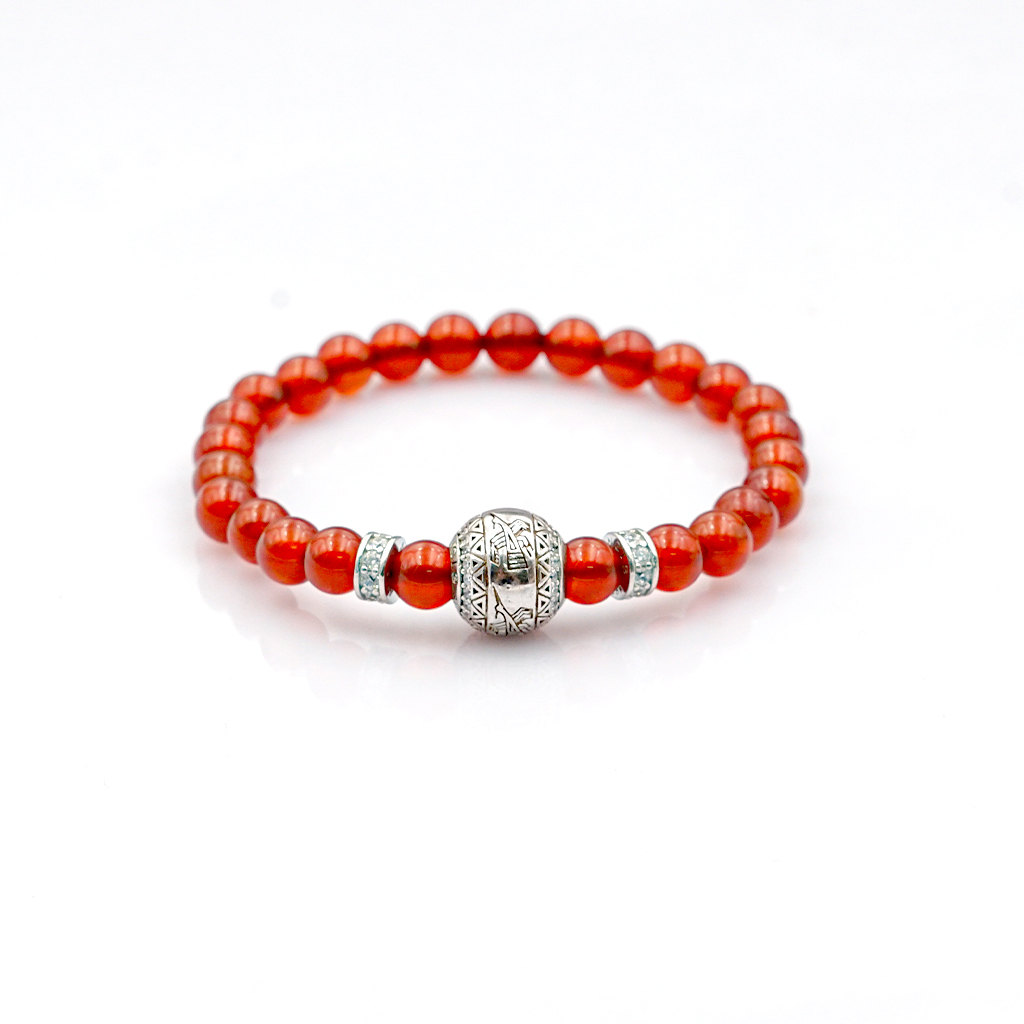 Vòng phong thủy Mã não đỏ 6 mm + Hạc