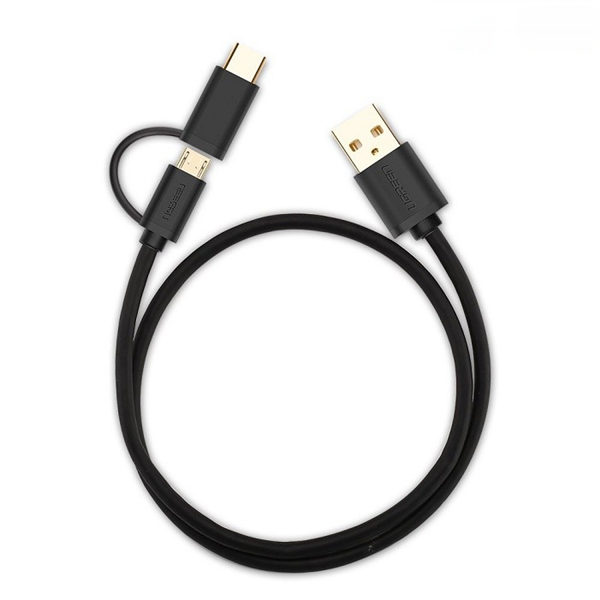 Dây Micro-USB đa năng 2 trong 1 kèm đầu chuyển USB Type C UGREEN US142 - Hàng Chính Hãng
