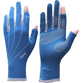 Găng tay hơ ngón chống nắng UPF50+ xanh xám Zigzag GLV00805