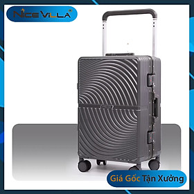 Vali Khung Nhôm Khóa Sập Vân Xoắn NiceVilla Cao Cấp Mẫu mới  2024 Size 20 inch & 25 inch