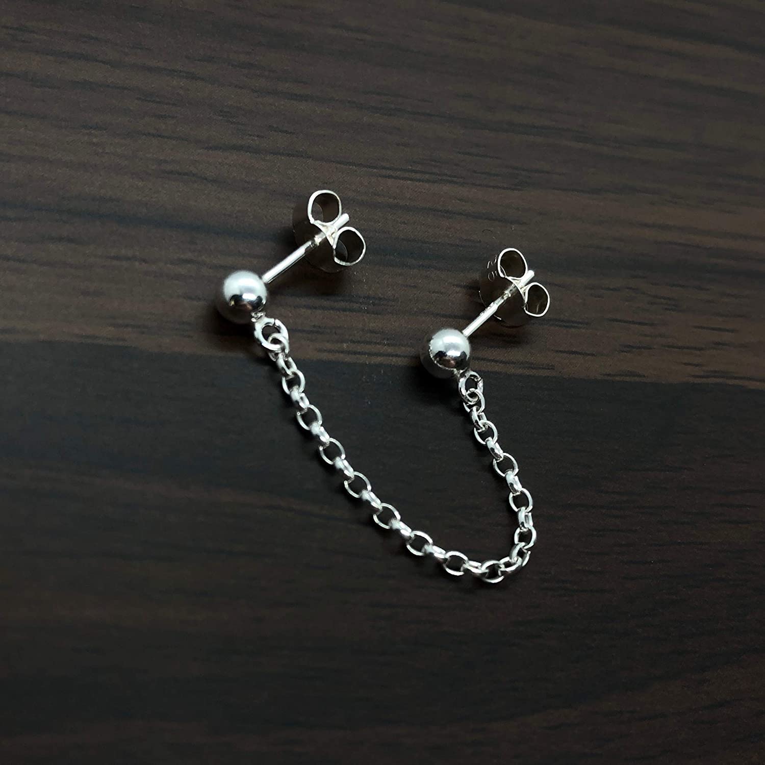 Bông tai xỏ lỗ đinh unisex phiên bản xích đơn tối giản năng động