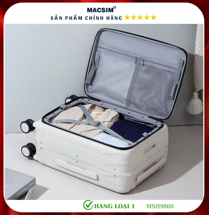 Vali cao cấp Macsim Hanke MSH9860 24 inch- Hàng loại 1 màu trắng