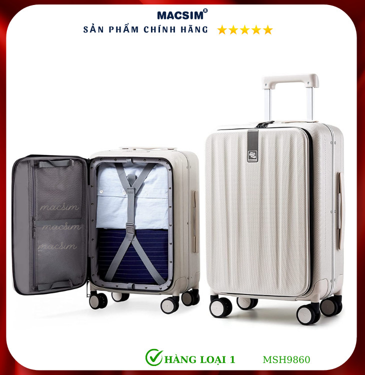 Vali cao cấp Macsim Hanke MSH9860 24 inch- Hàng loại 1 màu trắng