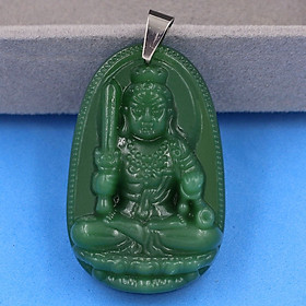 [Tuổi Dậu] Mặt Dây Chuyền Phật Bất Động Minh Vương Đá Thạch Anh Xanh Lá Size Nhỏ 3.6cm & Size Lớn 5cm- Tặng Kèm Móc Inox - Phong Thủy 868 - May Mắn - Bình An