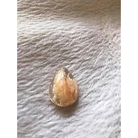 MẶT DÂY CHUYỀN ĐÁ THẠCH ANH ƯU LINH TỰ NHIÊN HÌNH GIỌT NƯỚC MÀU BÔNG TRẮNG VÀNG CAO 23,5MM ĐK 17,5MM