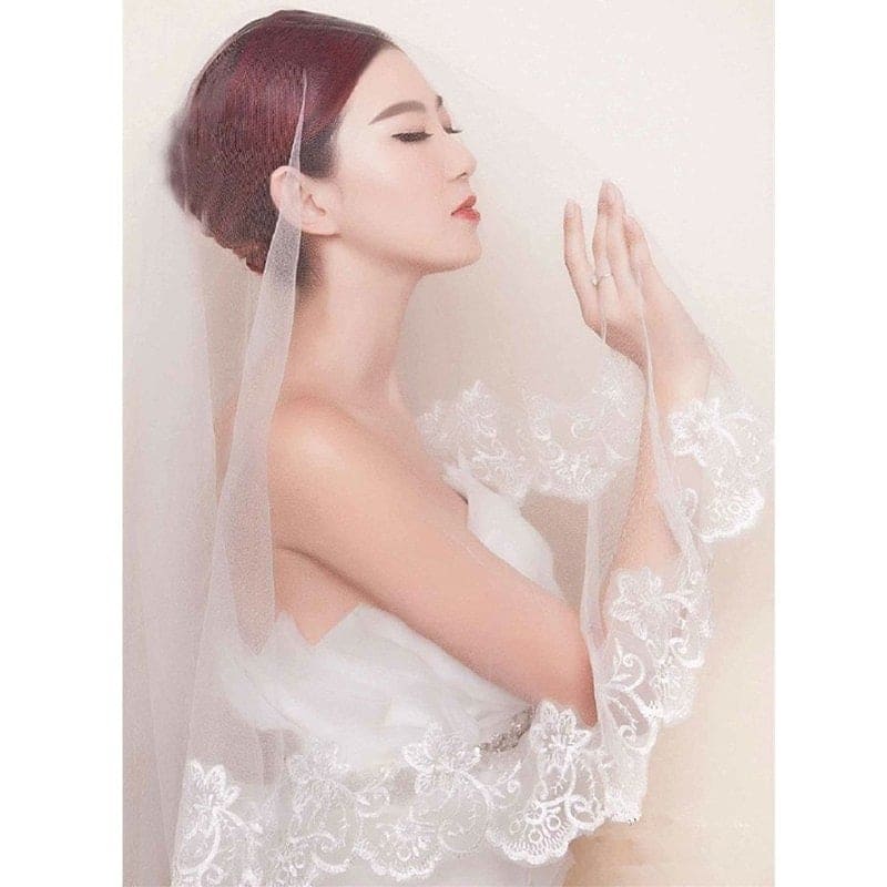 Voan (lúp) cài tóc, Mạng che mặt dạng miếng cho Cô dâu và Dạ hội, đi tiệc, sự kiện màu trắng kem viền ren (nhiều mẫu giao ngẫu nhiên)