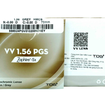 TRÒNG KÍNH ĐỔI MÀU VV-LENS/ĐỔI MÀU KHÓI ĐEN(PHOTOCHROMIC GREY) Phủ Zaphire-Sx TOG Thái Lan