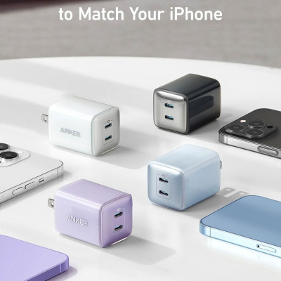 Sạc ANKER 521 Nano Pro 40W 2 Cổng USB-C PiQ 3.0 tương thích PD - A2038
