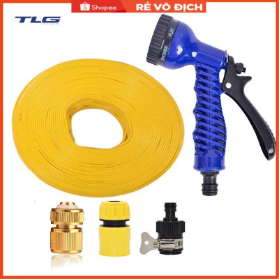 Bộ dây vòi xịt rửa xe, tưới cây, dọn dẹp nhà cửa 3-5m (cút đồng nối nhựa đen) 206843