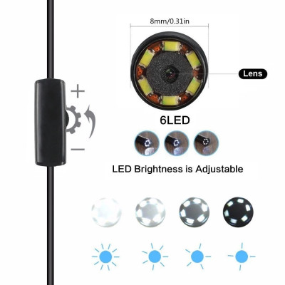 ROGTZ - Camera Nội Soi WiFi Chống Nước HD 1M Len 8mm Chất lượng hình ảnh HD 6LED Kết nối Wifi Tương thích Ios Android Windows Chống nước IP67 Đa mục đích sử dụng Kiểm tra đường ống, thiết bị máy móc, động cơ Sửa chữa bảo dưỡng thiết bị - Hàng Chính Hãng