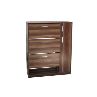 Tủ Giày Hiện Đại Màu Trắng - Nâu Sẩm , Gồm 3 Ngăn Để Giày Có Cánh Lật, 1 Ngăn Để Dép