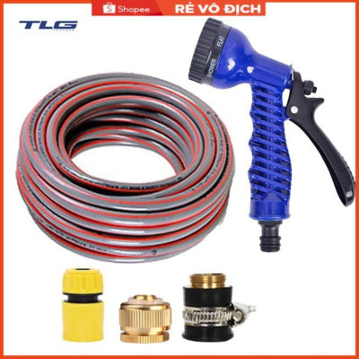 Bộ dây và vòi xịt tăng áp lực nước,rửa xe, tưới cây 3-5m (cút nhựa nối đồng nhựa) 206843