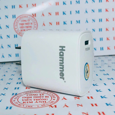 Củ sạcHammer H-U58 sạc nhanh PD 20W, đạt chứng nhận tiêu chuẩn CE, Check Qr kiểm tra hàng chính hãng bảo hành 12 tháng