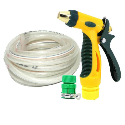 Bộ dây vòi xịt nước rửa xe,tưới cây tăng áp 3 lần 7-10M( nối nhựa xanh) 206317