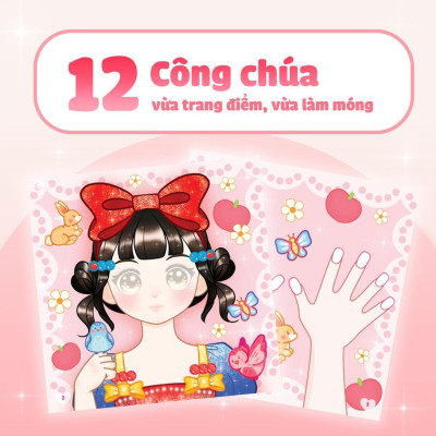 Sách Tiệm làm Nail - Công chúa Cổ Tích (400+ stickers dễ thương) - Sách bóc dán sticker cho bé gái - Megabook