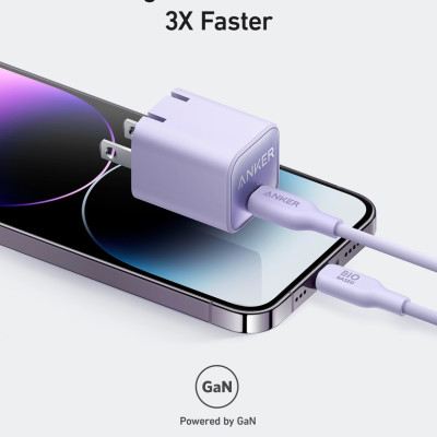 Sạc ANKER 511 Nano 3 30W 1 cổng USB-C PiQ 3.0 tương thích PD - A2147 - Hỗ trợ sạc nhanh 30W cho iPhone 13 trở lên.