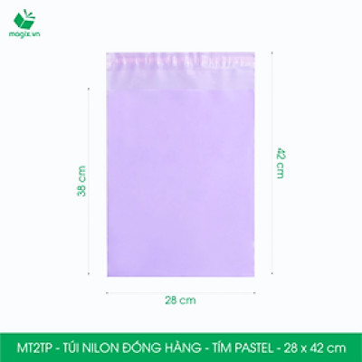 MT2TP - 28x42 cm - Túi nilon gói hàng - 200 túi niêm phong đóng hàng màu tím pastel