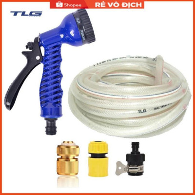 Bộ dây vòi xịt rửa xe, tưới cây, dọn dẹp nhà cửa 3-5m (cút đồng nối nhựa đen) 206843