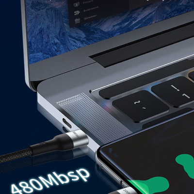 Cáp Wiwu F15 Cyclone PD 100W fast charge Cable Tương thích với Máy tính xách tay/ Ipad/ Điện thoại/ Bảng điều khiển trò chơi , sạc siêu nhanh USB C sang USB C - Hàng chính hãng