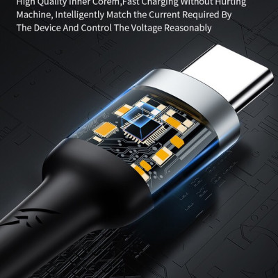 Cáp Wiwu F15 Cyclone PD 100W fast charge Cable Tương thích với Máy tính xách tay/ Ipad/ Điện thoại/ Bảng điều khiển trò chơi , sạc siêu nhanh USB C sang USB C - Hàng chính hãng