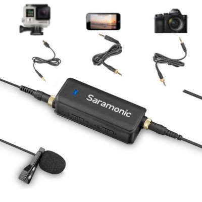 Micro Thu Âm Cài Áo Saramonic Lavalier - Cho Điện Thoại, Camera - Đầu nối kết hợp TRS/ TRRS 3,5mm & Bộ Chuyển Đổi 6,3mm - Hàng Chính Hãng