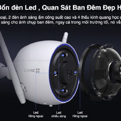 Camera Wifi Ngoài Trời Ezviz H3 Phiên Bản 3MP và 5MP Siêu Nét Có Màu Ban Đêm - Hàng chính hãng