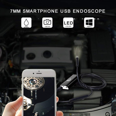 ROGTZ - Camera Nội Soi WiFi Chống Nước HD 1M Len 8mm Chất lượng hình ảnh HD 6LED Kết nối Wifi Tương thích Ios Android Windows Chống nước IP67 Đa mục đích sử dụng Kiểm tra đường ống, thiết bị máy móc, động cơ Sửa chữa bảo dưỡng thiết bị - Hàng Chính Hãng