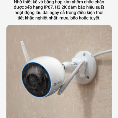 Camera Wifi Ngoài Trời Ezviz H3 Phiên Bản 3MP và 5MP Siêu Nét Có Màu Ban Đêm - Hàng chính hãng