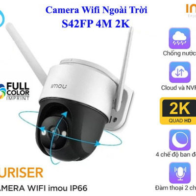 CAMERA WIFI IMOU NGOÀI TRỜI IPC-S42FP-IMOU 4MP 2K CÓ MÀU BAN ĐÊM - ĐÀM THOẠI 2 CHIỀU - HÀNG CHÍNH HÃNG