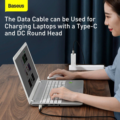 Cáp nguồn Baseus 1 for 2 Fast Charging Data Cable Type C to C + DC 100W - Hàng chính hãng