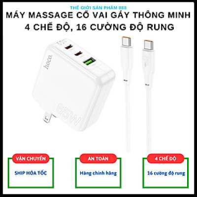 Bộ sạc nhanh 65W chân sạc Typec cao cấp cho điện thoại tiện lợi với 2 cổng type-C, 1 cổng USB an toàn chống cháy nổ - Hàng nhập khẩu