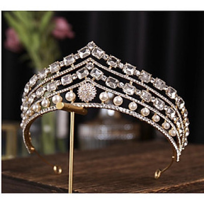 Vương miện cô dâu mẫu mới đá vuông 5-2022 Giangpkc- Trắng cao 6cm