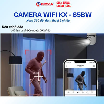 [Tặng thẻ nhớ] Camera WiFi ngoài trời 5MP KX-S5BW thu màu ban đêm, phát hiện chuyển động, có còi hú - Hàng chính hãng