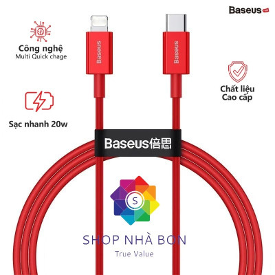 Cáp sạc nhanh siêu bền Type C 20W cho iPhone 12 / iPhone 11 Series (Type-C to Iphone PD 20W/18W Fast charge & 480Mbps Data, TPE Cable) -màu Đỏ hàng nhập khẩu