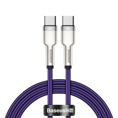 Cáp sạc siêu nhanh 100W truyền dữ liệu Baseus Cafule Series Metal Data Cable Type-C to Type-C (100W) - Hàng Chính Hãng
