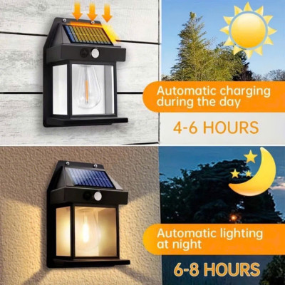 Đèn sân vườn năng lượng mặt trời cảm biến chuyển động, cảm biến ánh sáng tự động bặt tắt, đèn mặt trời