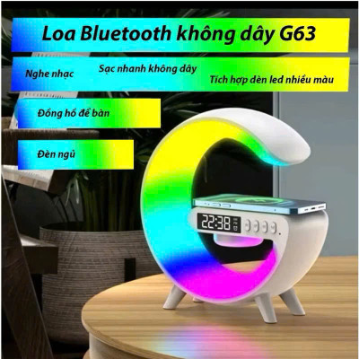 Loa Bluetooth Chữ G LED RGB, Sạc Nhanh Không Dây, Đèn Nháy Theo Nhạc, Đồng Hồ Báo Giờ Đa Chức Năng - HÀNG CHÍNH HÃNG MINIIN