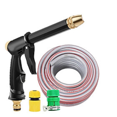 Bộ dây và vòi xịt rửa xe tưới cây tăng áp thông minh 810-2576-1 (dây xám-cút nối xanh)