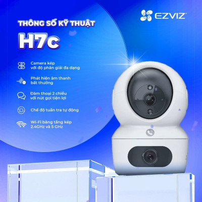 Camera Wifi Ezviz 2 Mắt Trong Nhà H7C 2K 8MP, quay 360 độ, có màu ban đêm, đàm thoại 2 chiều - Hàng chính hãng