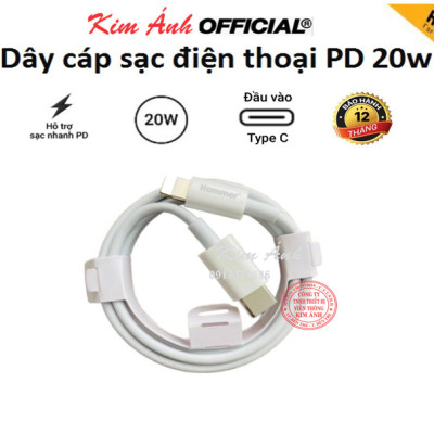 Dây cáp sạc Ham mer C17 PD 20W dùng cho IPhone, chân cắm Type C ra L sạc nhanh vào pin, Check QR kiểm tra hàng chính hãng