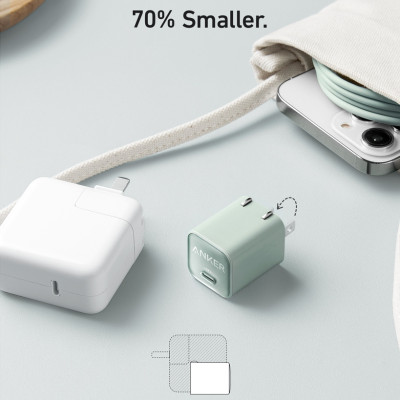 Sạc ANKER 511 Nano 3 30W 1 cổng USB-C PiQ 3.0 tương thích PD - A2147 - Hỗ trợ sạc nhanh 30W cho iPhone 13 trở lên.