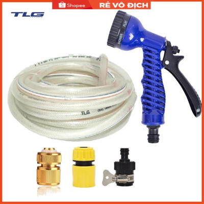 Bộ dây vòi xịt rửa xe, tưới cây, dọn dẹp nhà cửa 20m (cút đồng nối nhựa đen) 206843