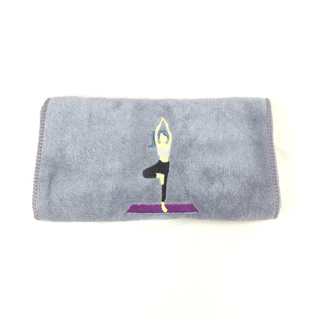 Khăn lau mồ hôi Yoga, Gym thêu hình cô gái yoga Tienphatsmart( Đủ Màu)