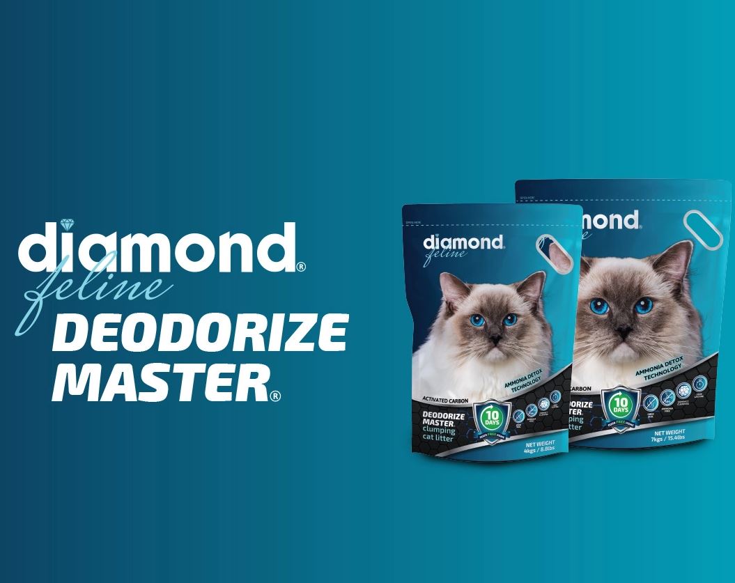 Cát Vệ Sinh Cho Mèo Công nghệ carbon siêu vón siêu khử mùi Diamond Feline túi xanh 4KG / 8.8lbs (HÀNG CÔNG TY CHÍNH HÃNG)