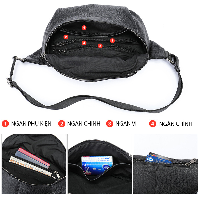 Túi đeo chéo nam DA BÒ THẬT phong cách mới - BEE GEE DCN9235