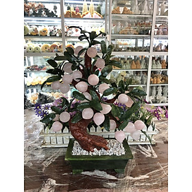 Cây Đào phong thủy đá thạch anh hồng 28 quả - Cao 50 cm